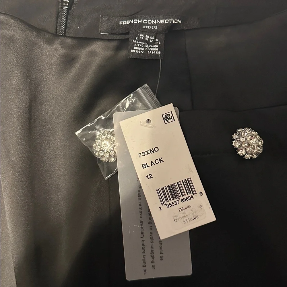 French Connection - Carey Embellished Satin Miniskirt Black NWT Size 12